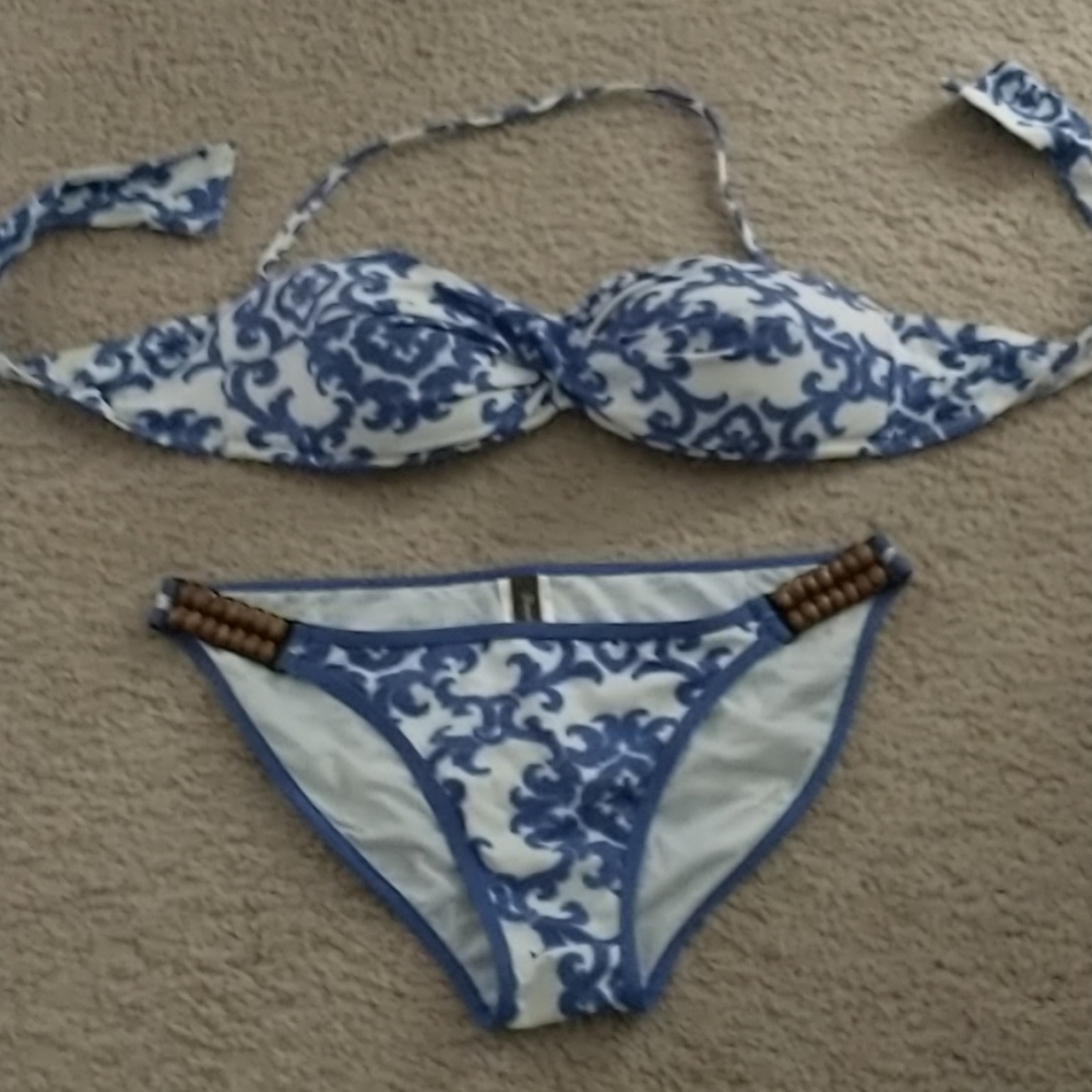 Tommy Bahama Blue White Bikini Swimsuit Set Small